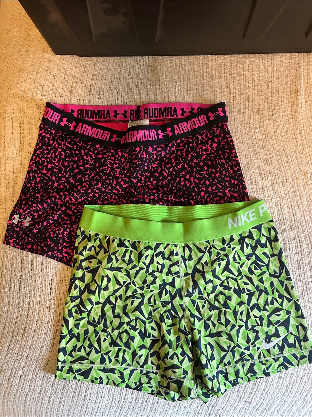 Nike Green and Black Patterned Athletic Shorts